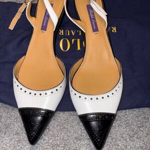 Ralph Lauren purple label Black and White Pointed Heels